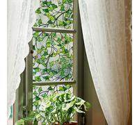 Película adhesiva estática con temática de plantas de hoja verde para superficies de vidrio que proporciona privacidad bloqueo UV para uso en casa y oficina (30 x 100 cm)