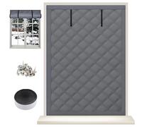 Película Aislante de Ventana de invierno, Cubierta Térmica Resistente al Viento, Kit de Aislante Termico Ventanas, Tela Oxford & Relleno de algodón de Fibra de poliéster Gruesa(Gris,105x85cm)