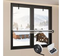 Película Aislante para Ventanas Invierno, Cortina Película Transparente y Gruesa, Autoadhesiva y Reutilizable, Kits de Aislamiento Resistente A La Intemperie para Hogar y Oficina(Black,W175xH230cm)