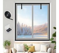Película Aislante para Ventanas Invierno, Kit de Película Transparente Gruesa, Cortina Cubierta de Aislamiento Térmico Anti-Frío y Anti-Escarcha, Autoadhesiva y Reutilizable(Black,W135xH260cm)