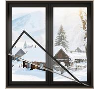 Película aislante para ventanas y kit de aislamiento - Transparente autoadhesiva en PVC, aislamiento térmico y antiviento, para ventanas viejas en casas y oficinas(Black edge,W140 x H220cm)