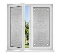 Película Aislante Térmico para Ventanas, Lámina de Aluminio Doble Cara Reflectante Calor, Protector Solar Opaco Total Privacidad con Ventosas para Dormitorio Tragaluz Coche(Negro,30x80cm)
