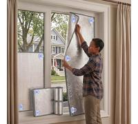 Película Aislante Térmico Ventanas, 8mm Aluminio Doble Cara Protector Solar, Lámina Reflectante Calor Opaco Privacidad Anti UV con Ventosas para Techo Buhardilla Sin Pegamento(Gris,40cm x 110cm)