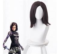Película Alita Battle Angel Cosplay Pelucas Cabello Negro Para Mujeres Alita Peluca Sintética De Cabello Halloween Carnaval Prop Traje Perucas