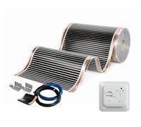 Película calefactora infrarroja Calorique NEO - Calefacción eléctrica por suelo radiante de 100 cm, 150 W/m² - Superficie: 3,0 m² - Incluye termostato analógico BTC70 - Para suelo, pared y techo