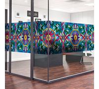 Película con Ventana antimirada, Cristal y Flores - Pegatinas para Ventanas y Puertas de Ducha, 40 x 200 cm