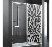 Película con ventana antimirada, diseño de flores - Adhesivo decorativo para ventana y puerta de ducha, 95 x 35 cm