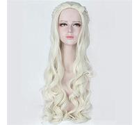 Película de anime White Queen Cosplay peluca amarillo claro y plata trenza ondulada pelo sintético fiesta disfraz pelucas Alice Wonderland dm765 1