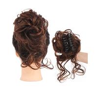 Película de cabello de mujer Extensión de Scrunchies for el cabello rizado desordenado, 1 Uds., postizos ondulados rizados sintéticos, Clip de garra en el plato, moño de moño con garra for mujeres Fas