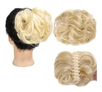 Película de cabello de mujer Messy Bun Hair Piece Tousled Updo Hairpiece, Curly Scrunchies Clip In Claw Hair Bun Sintético Chignon Claw Clip con cabello adjunto for mujeres Fascia(05)