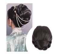Película de cabello de mujer Peluca antigua china sintética, tocado Hanfu, moño for el pelo, tocado Retro elegante, accesorios for pelucas de Cosplay for mujeres chinas antiguas Fascia(VM18)