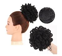 Película de cabello de mujer Sintético DreadLock Afro Puff Hair Bun Chignon Cordón Cola de caballo Faux Locs Clip In Pony Tail Postizos Extensiones de cabello for mujeres negras Fascia(1B-27)