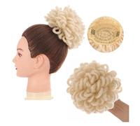 Película de cabello de mujer Sintético DreadLock Afro Puff Hair Bun Chignon Cordón Cola de caballo Faux Locs Clip In Pony Tail Postizos Extensiones de cabello for mujeres negras Fascia(1B)