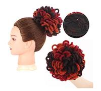 Película de cabello de mujer Sintético DreadLock Afro Puff Hair Bun Chignon Cordón Cola de caballo Faux Locs Clip In Pony Tail Postizos Extensiones de cabello for mujeres negras Fascia(2)