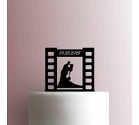 Película de cámara personalizada para boda, pareja, fecha, decoración acrílica para tartas, 15,2 cm de ancho/verde