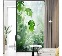 Película de privacidad para ventana con estampado de plantas verdes tipo vidriera, adhesión estática, tratamientos para ventanas, cubiertas de vidrio, adhesivo decorativo para revestimiento de vidrio