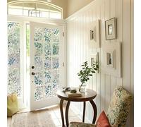 Película de privacidad para ventana con hojas de arco iris y diseño de vid de plantas, película decorativa electrostática para el hogar, dormitorio y uso comercial (43 x 100 cm)