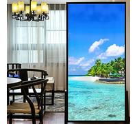 Película de Privacidad para Ventana, Paisaje de Playa, Calcomanías de Vidriera, Adhesivos Estáticos, Película Decorativa Esmerilada, 40 x 80 cm (Ancho x Largo)