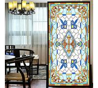 Película de privacidad para ventanas, estilo europeo, estilo iglesia, vidrieras, sin pegamento, adherencia estática, calcomanías decorativas esmeriladas para ventanas, 68 x 200 cm (ancho x largo)