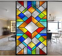 Película de privacidad para ventanas estilo iglesia europea de vidrieras sin pegamento con adherencia estática, calcomanías decorativas para ventanas 15.7"x31.5"(40x80cm)(A x L)