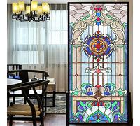 Película de privacidad para ventanas, estilo iglesia europea, vidrieras, sin pegamento, adhesivo estático, decorativo, esmerilado, 15.7 x 47.2 pulgadas (40 x 120 cm)