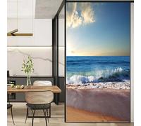 Película de privacidad para ventanas, paisaje de playa, M de vitral, calcomanías de ventana de adherencia estática, películas decorativas esmeriladas para ventanas, 27 x 47.2 (69 x 120 cm)