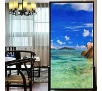 Película de privacidad para ventanas, paisaje de playa, M - Pegatinas para ventanas de vitral, adherencia estática, decorativas, esmeriladas, 31.5 x 78.74 pulgadas (80 x 200 cm)