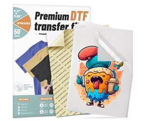 Película de transferencia DTF, 50 hojas de papel DTF de 8.5 x 11 pulgadas | Película DTF con almohadilla de impresión inteligente para hack de sublimación, directo a película para todos los tejidos