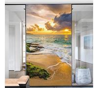 película de Ventana para el hogar Película de Ventana, Pegatina Vidrio Esmerilado privacidad, Adhesiva Decorativa for decoración del Amanecer mar for el hogar(70x140cm)