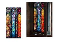 Película de vitral Iglesia Vintage, Pegatina estática for Ventana, decoración Puerta baño y hogar, películas for Ventanas privacidad para Ventana(Color 11,40x100cm)
