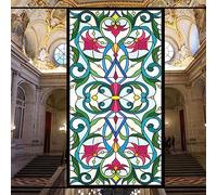 Película decorativa de orquídea mongol estilo iglesia para ventana, vidrio tintado para privacidad en el revestimiento de puertas y vidrieras, tratamientos de ventanas, 15.7 x 39.4 pulgadas (40 x 100