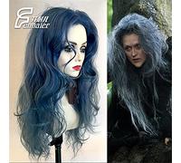 Película En El Bosque Cosplay Peluca Mágica Bosque Negro Bruja Rizado Rizado Gris Azul Pelo Largo Sintético 70 Cm Pelucas De Cosplay Para Adultos + Peluca