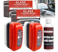 Película Oleofóbica para Ventanillas de Automóviles, Tabla de Limpieza de Vidrios de 240 ml, Cepillo Multifuncional para Limpiar Películas de Aceite de Automóviles, Removedor de Películas de Aceite