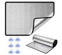 Película para Ventanas Reflectante de Calor para Salas de Sol, 8mm Lámina Aislante Termico de Aluminio con Ventosas, Película de Privacidad Opaco Total para Balcony, Coche, Baño(Negro,100cm*120cm)