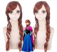 Película Princesa Anna Pelucas Olafs Aventura Anna Peluca Cosplay Mezcla Marrón Larga Trenza Pelo sintético para Fiesta Disfraz Peluca Anime