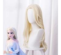 Película princesa Elsa 2 pelucas de Cosplay Snow Ice Queen largo amarillo claro ondulado pelos de fiesta niñas mujeres regalo