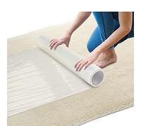 Película protectora de suelo para moqueta, grande 60 cm x 100 m, transparente, autoadhesivo largo, película de protección temporal de plástico PE, resistente al agua, cubierta de polvo para piso
