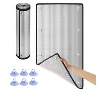 Película Reflectante de Calor para Salas de Sol, Lámina Aislante Térmico de Aluminio de 8mm con Ventosas, Película de Privacidad Protección UV para Ventanas Techo Balcón(Black,60x85cm)