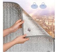 Película Reflectante para Ventanas de Aluminio Doble Cara Lámina Aislante Térmico Privacidad Opaca con Ventosas Protector Solar para Áticos Cobertizos y Oficina(Gris,76cm x 175cm)