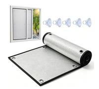 Película Térmica Reflectante Control de Temperatura y Privacidad Total, Panel Aislante de Aluminio para Ventanas, Cortina Opaca con Ventosas para Hogar y Garaje(Negro,160x160cm)