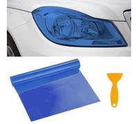 Película tintada para faros delanteros de coche, 30 x 120 cm, impermeable, resistente a los rayos UV, tinte ahumado, ajuste universal para faros, luces traseras y luces antiniebla (azul)