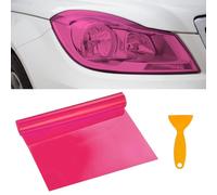 Película tintada para faros delanteros de coche, 30 x 120 cm, impermeable, resistente a los rayos UV, tinte ahumado, ajuste universal para faros, luces traseras y luces antiniebla (rosa)