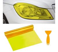 Película tintada para faros delanteros de coche, 30 x 120 cm, impermeable, resistente a los rayos UV, tinte ahumado, ajuste universal para faros, luces traseras y luces antiniebla (amarillo)
