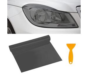 Película tintada para faros delanteros de coche, 30 x 120 cm, impermeable, resistente a los rayos UV, tinte ahumado, ajuste universal para faros, luces traseras y luces antiniebla (negro claro)