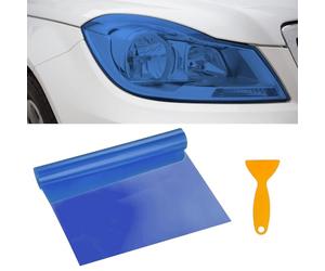 Película tintada para faros delanteros de coche, 30 x 120 cm, impermeable, resistente a los rayos UV, tinte ahumado, ajuste universal para faros, luces traseras y luces antiniebla (azul)