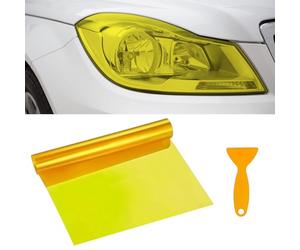 Película tintada para faros delanteros de coche, 30 x 120 cm, impermeable, resistente a los rayos UV, tinte ahumado, ajuste universal para faros, luces traseras y luces antiniebla (amarillo)