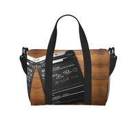 Películas Bolsa de viaje bandolera de mano con patrón de clapperboard, bolso de un solo hombro, bolsa de deporte y fitness, bolsa de fin de semana, bolsa de noche, negro, talla única, Negro, One Size