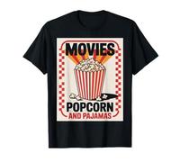 Películas Palomitas De Maíz Y Pijamas Divertido Retro Teatro Snack Night Camiseta