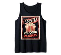 Películas Palomitas De Maíz Y Pijamas Divertido Retro Teatro Snack Night Camiseta sin Mangas