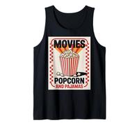 Películas Palomitas De Maíz Y Pijamas Divertido Retro Teatro Snack Night Camiseta sin Mangas